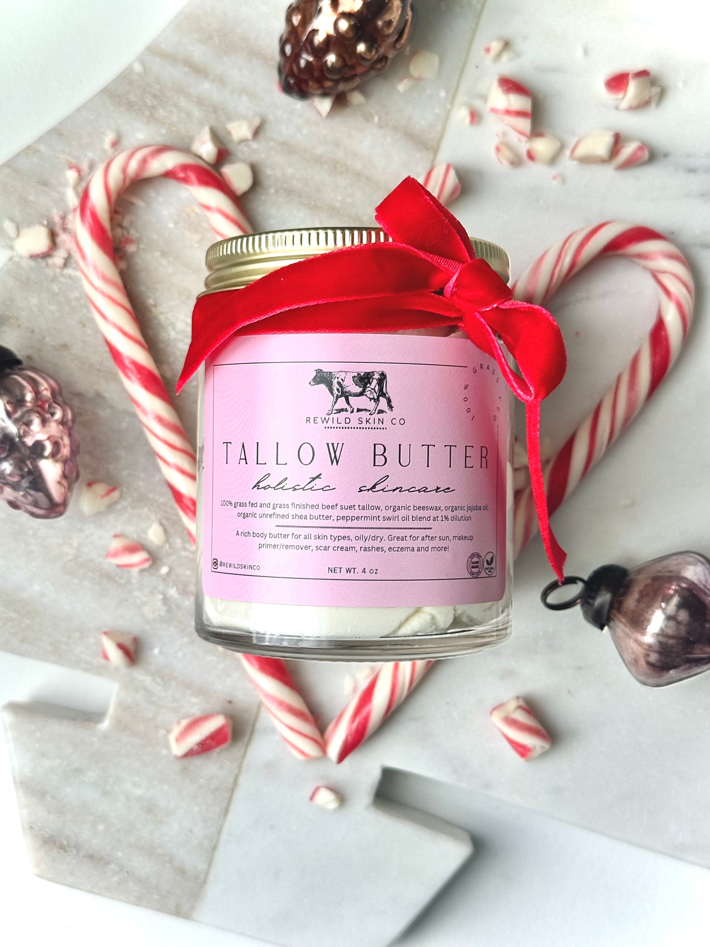 Peppermint Swirl Tallow Butter